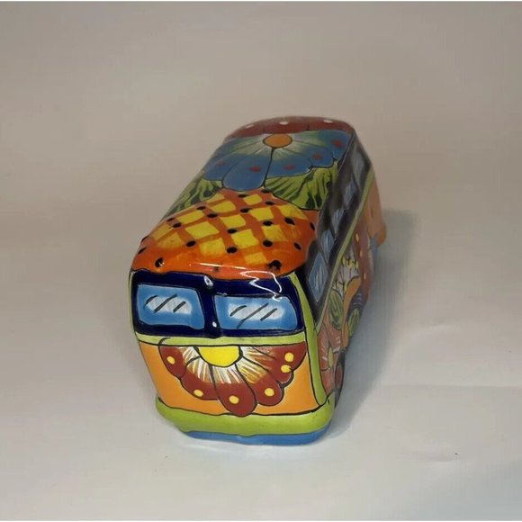 Talavera Hippie Retro Bus Wagon Mexican Pottery Folk Art Home Decor 6.5” Long - Picture 5 of 9